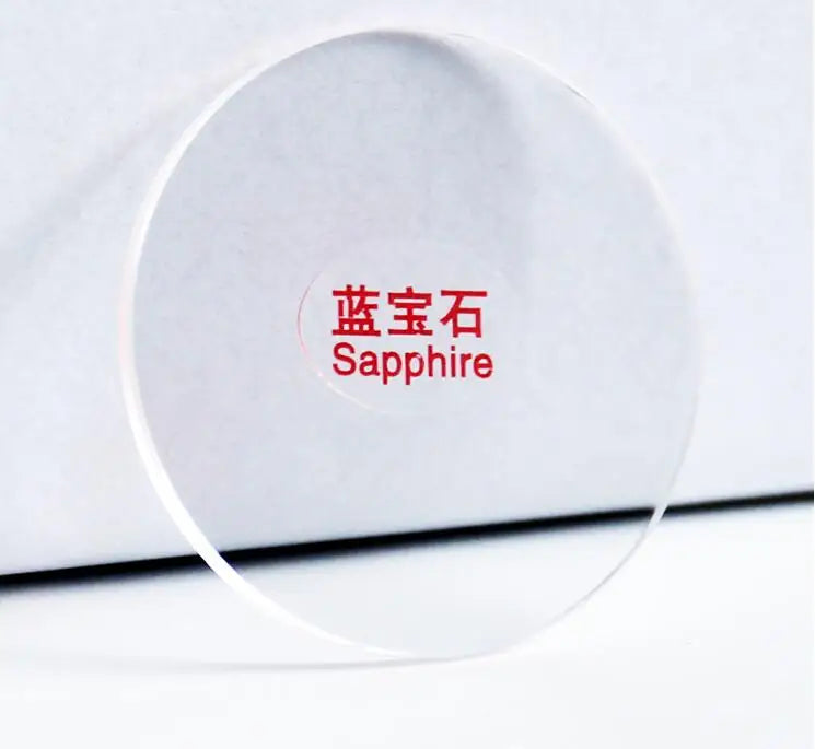 2.5mm Thick Flat Sapphire Watch Crystal 21mm to 32.5mm Diameter Clear Round Glass Replacement W1810