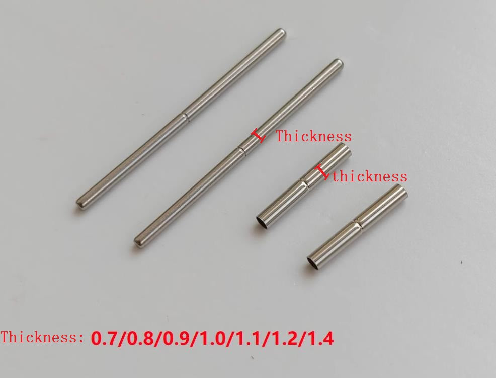 5PCS Watch Band Parts Stainless Steel 0.7mm-1.4mm Pins 30mm Long and 1.0-1.8mm Tubes 12mm Long for Metal CTN SK Watch Bracelet
