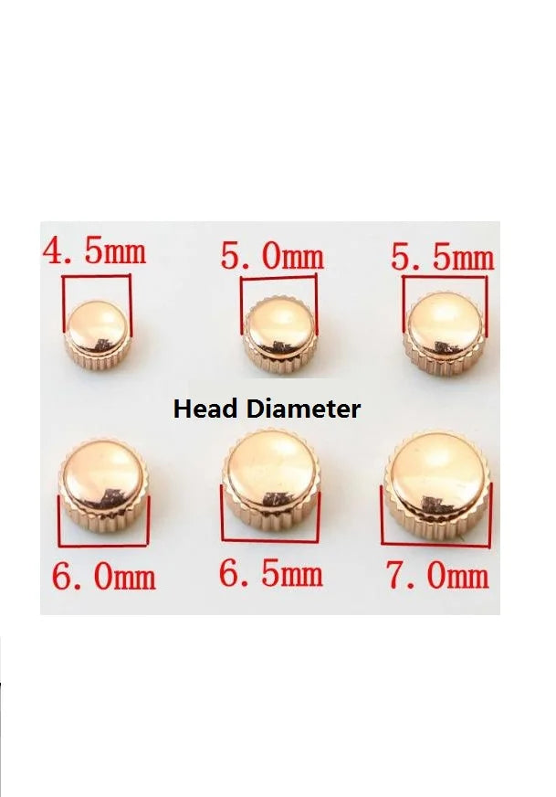 3.5mm 4mm 4.5mm 5mm 5.5mm 6mm 6.5mm 7mm Head Diameter Rose Gold Color Watch Crown with Long Tube W0732