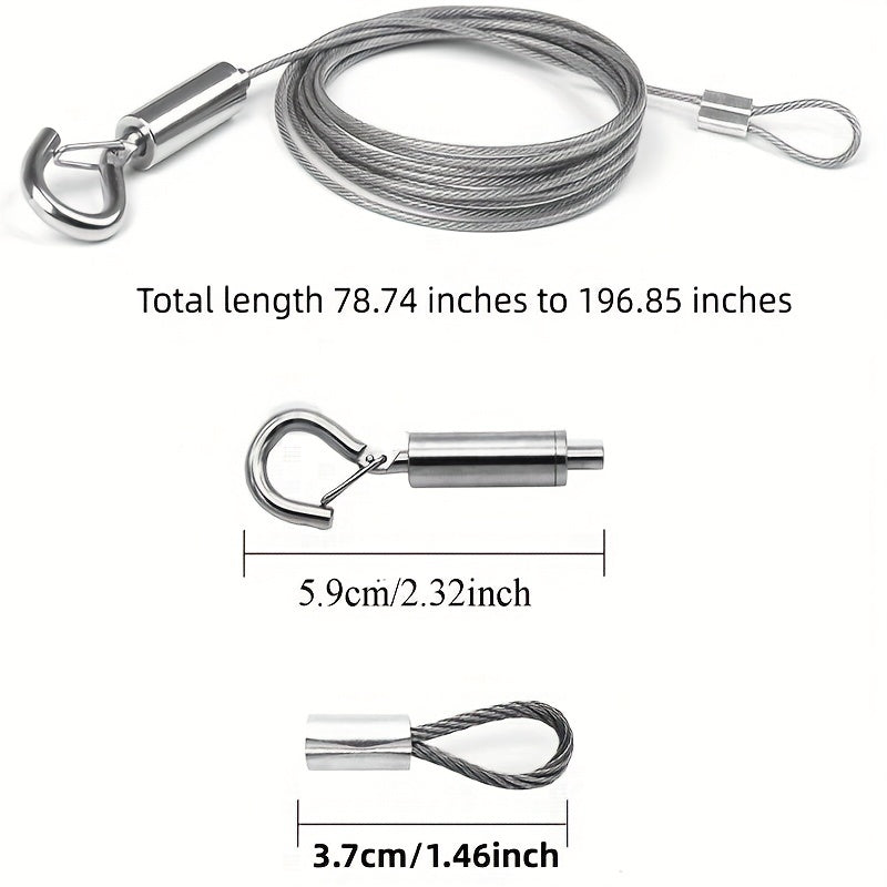 1pc Adjustable Stainless Steel Picture Hanging Wire Kit - Easy to Use, Locking Line Device for Home Improvement, Outdoor Equipment, and Light Decoration - 2m/3m/4m/5m Length Options