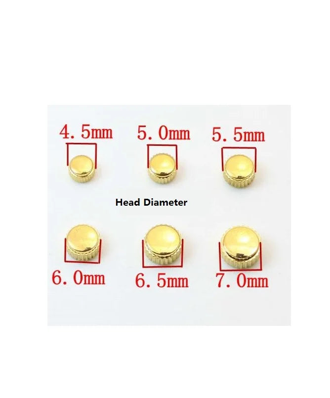 Gold Color Watch Crown 3.5mm 4mm 4.5mm 5mm 5.5mm 6mm 6.5mm 7mm Head Diameter with Long Tube W7745