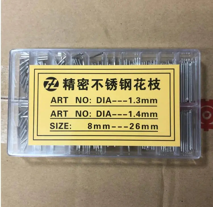 Assortment of 1.3mm 1.4mm Thick Single Knurled Watch Band Parts Bracelet Link Pin 8mm to 26mm Steel Bar W1506