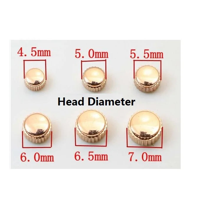 11pcs Rose Gold Color Steel Waterproof Watch Crown 4.5mm-7.0mm Head Diameter with 2.5mm Hole Tap10 W1517