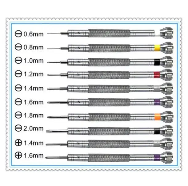 Watch Repair Screwdriver 0.6mm to 2.0mm Blades for Watches Eyeglasses Repair W1581