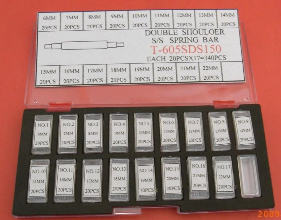 605SDS150 Set of Stainless Steel 1.5mm Thick Watch Bracelet Spring Bar 6mm to 22mm Length with Double Shoulder Step Type Tips