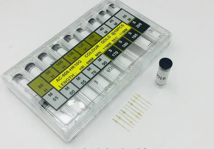 Assortment of 8MM 11MM Length Gold Color Watch Hand Kit 608HK10G