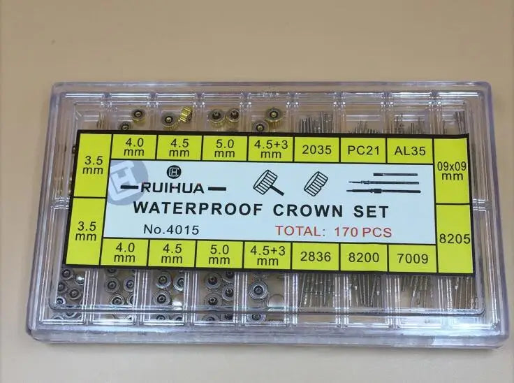 NO.4015 Assortment of Mixed Waterproof Watch Crowns and Winding Stems for Watch Repair
