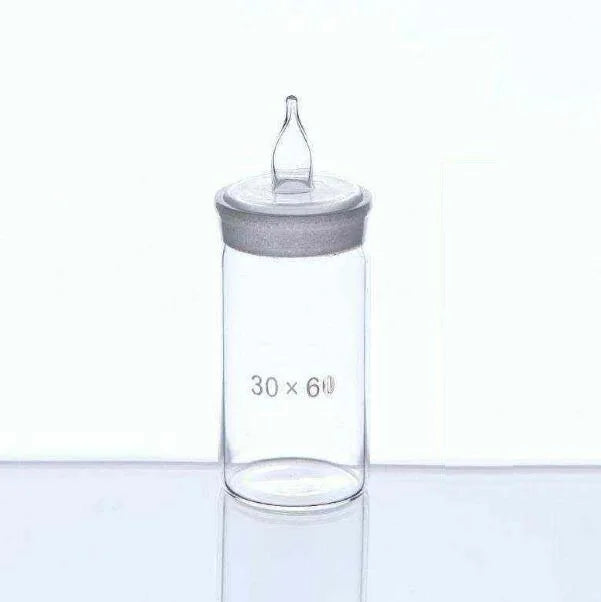 60mm Height Glass Alcohol Benzine Oil Cup 30mm Diameter Lid with Knob W1763