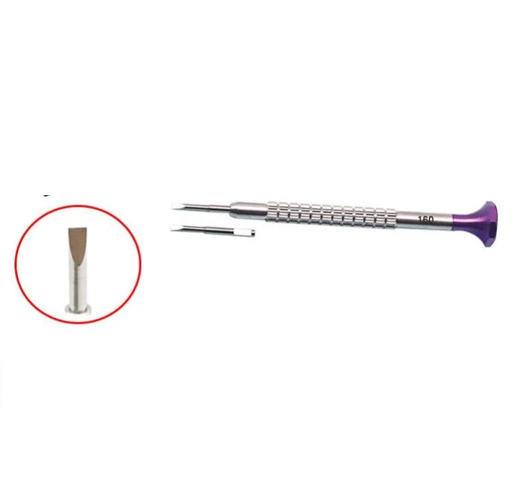 W0263A Set of 6pcs Watch Repair Screwdriver with 0.8mm 1.0mm 1.2mm 1.4mm 1.6mm 2.0mm Flat Head on Ball Bearing