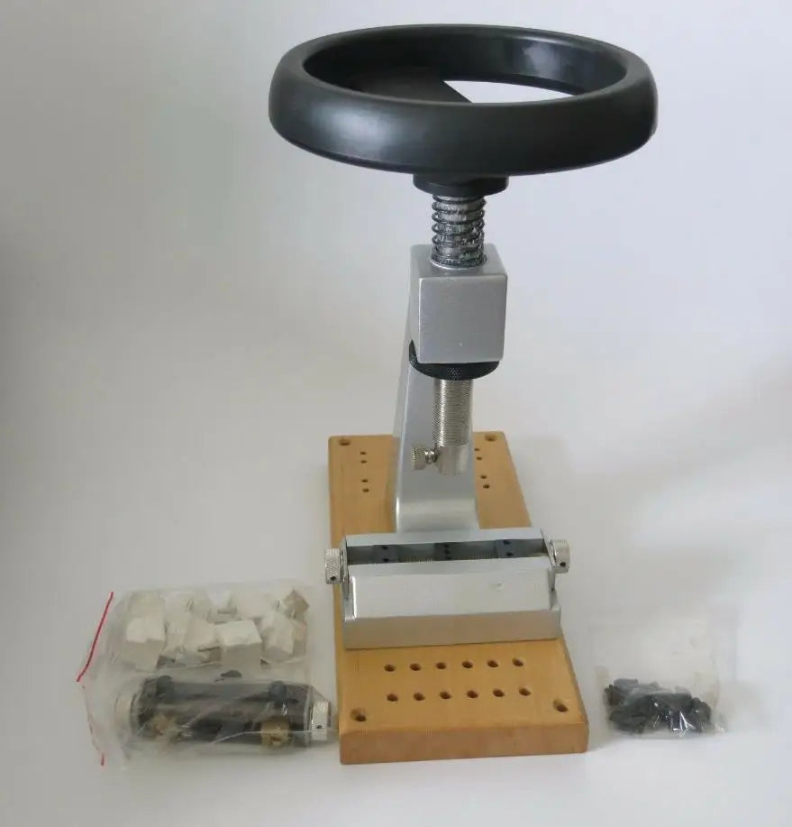 5700 Bench Type Waterproof Watch Back Case Opener Closer Tool on Wooden Stand for Removing Screw on Cover W5700-1