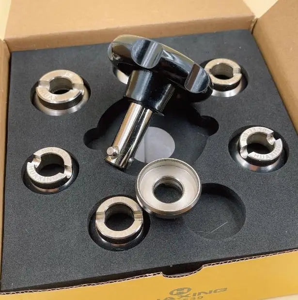 Assortment of Alloy Waterproof Grooved Big Watch Caseback Opener Die Chuck 30.5mm to 36.5mmm with Turning Key Wrench W5537-U