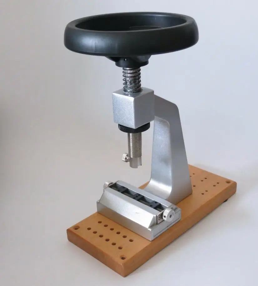 5700 Bench Type Waterproof Watch Back Case Opener Closer Tool on Wooden Stand for Removing Screw on Cover W5700-1