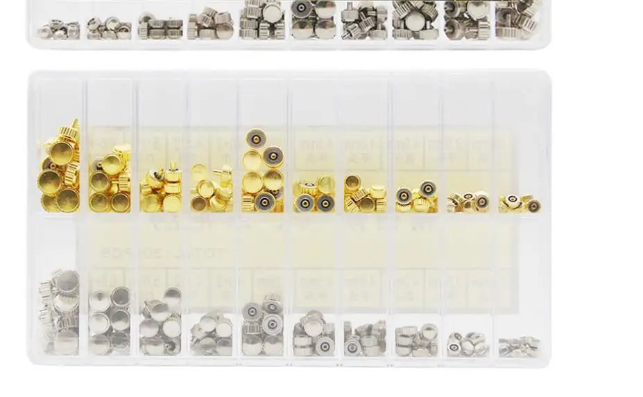 Assortment of Mixed Gold and Silver Color 3.5mm to 6.0mm Diameter Waterproof Watch Crown with O-Ring W6967