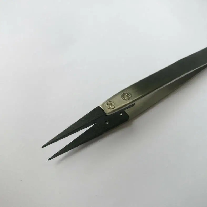 W8787 Anti-magnetic Repair Tool Steel Tweezer with Pointed Plastic Tip for Changing Watch Battery