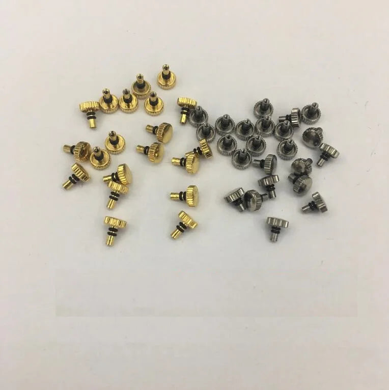 W6801 Bag of 100pcs Replacement Parts Silver or Gold Color Waterproof Watch Crown for 7009