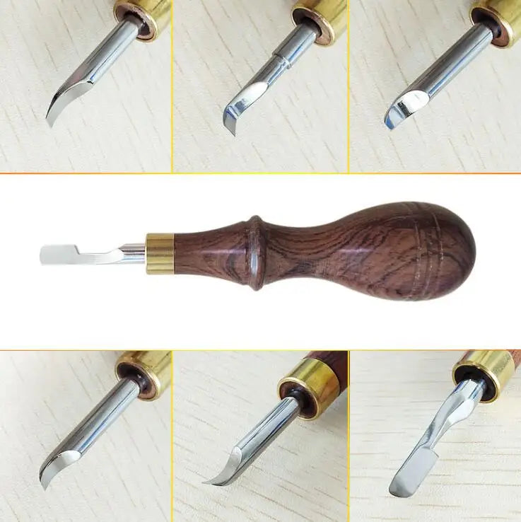 Set of 6pcs High End Watch Caseback Pry Opener Lever Tool with Wood Handle Assorted Blades W6487