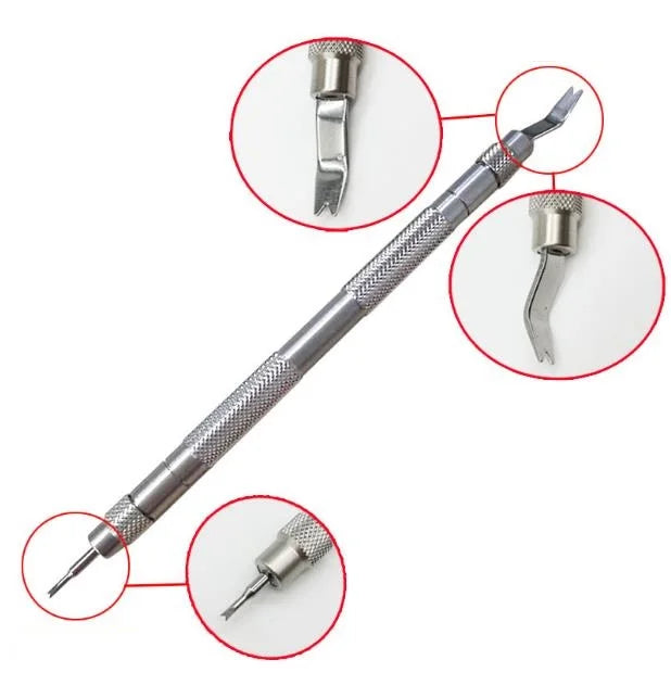 W2935 Universal Type Watch Band Spring Bar Remover Tool with 0.8mm/1.2mm Pin and 3mm V Fork