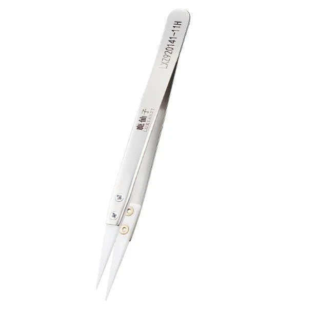 W3827 Steel Tweezer with Pointed Insulating Ceramic Tip for Watch Repair