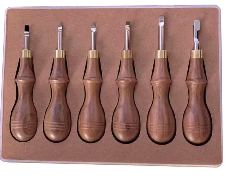 Set of 6pcs High End Watch Caseback Pry Opener Lever Tool with Wood Handle Assorted Blades W6487