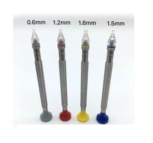 W7021 Set of Deluxe 4pcs Watch Hand Fitting Tool 0.6mm 1.2mm 1.6mm 1.5mm with Stand for Setting Press Wristwatch Hands