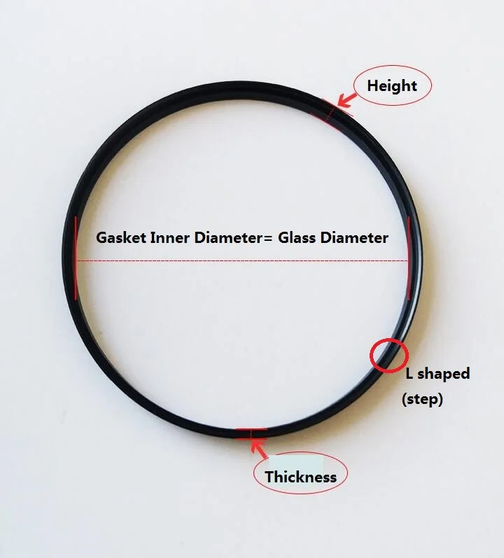 W7330 L Shape Plastic Gasket Waterproof Glass O Ring for D Watch Crystal 37.6mm 33.8mm 33.6mm 31.3mm 30.3mm 29.5mm 25.5mm 23.6mm