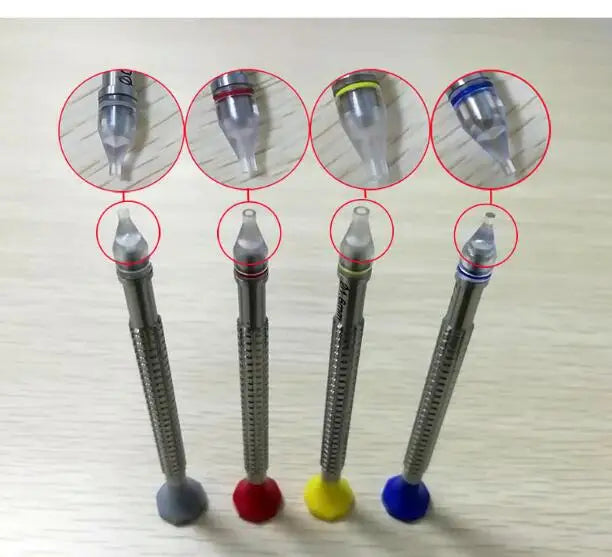 W7021 Set of Deluxe 4pcs Watch Hand Fitting Tool 0.6mm 1.2mm 1.6mm 1.5mm with Stand for Setting Press Wristwatch Hands