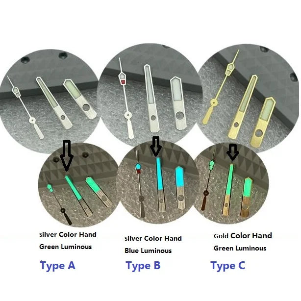 W2963 Luminous Watch Hands Kit Silver Gold Color Replacement for SBDX001 NH35 Caliber