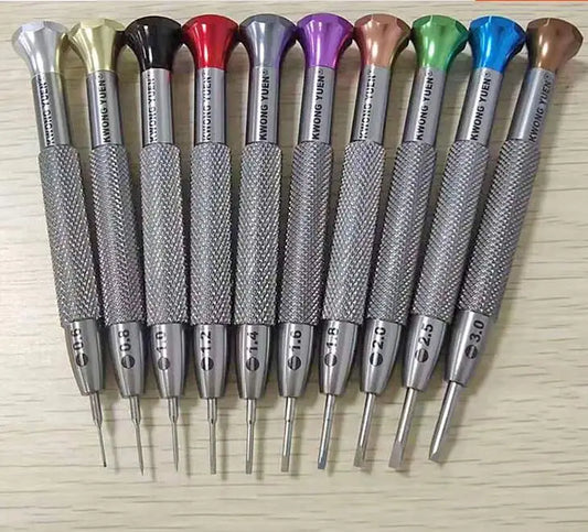 W4143 Set of 10pcs Watch Repair Screwdriver 0.6mm 0.8mm 1.0mm 1.2mm 1.4mm 1.6mm 2.0mm 2.5mm 3.0mm Flat Head Blade for Watchmaker