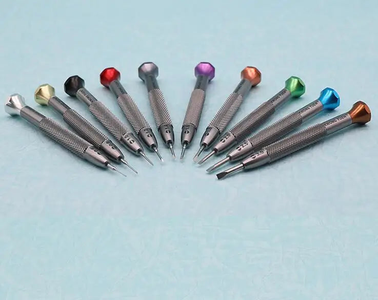 W4143 Set of 10pcs Watch Repair Screwdriver 0.6mm 0.8mm 1.0mm 1.2mm 1.4mm 1.6mm 2.0mm 2.5mm 3.0mm Flat Head Blade for Watchmaker