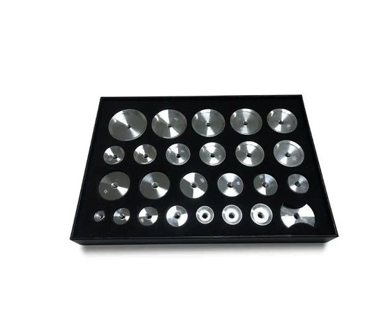 W5019 Set of Assorted 25PCS Aluminum Watch Back Case Press Dies 12mm to 44mm for Cover Presser Closer