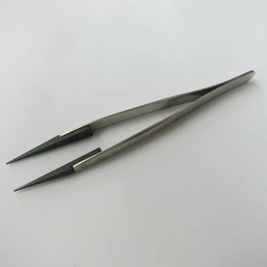 W8787 Anti-magnetic Repair Tool Steel Tweezer with Pointed Plastic Tip for Changing Watch Battery