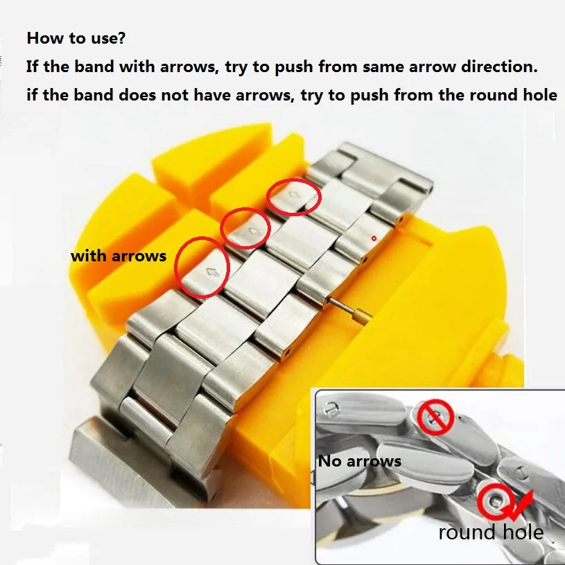 Watch Bracelet Link Pin Removal Tool Watch Band Adjustment Sizing Tool Wristwatch Straps Remover With 5pcs Reinforced Pins W2397
